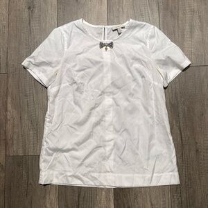 J. Crew White Blouse with Bow Accent